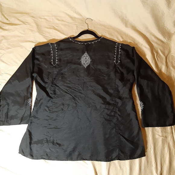 Venezia black silk blend embroidered tunic 14/16 - Picture 2 of 8